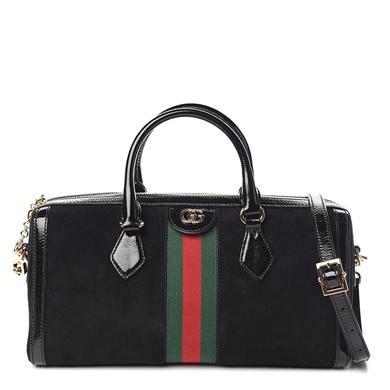 Gucci Suede Patent GG Web Medium Ophidia Boston Black 1 of 10