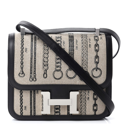 Hermes Swift Toile Dechainee Constance 24 Ficelle Black 1 of 11