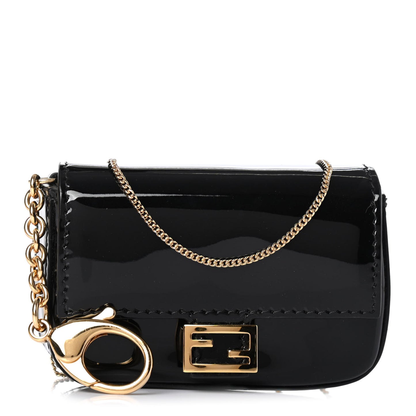 Vitello Vernice Mou Nano Baguette Belt Charm Black