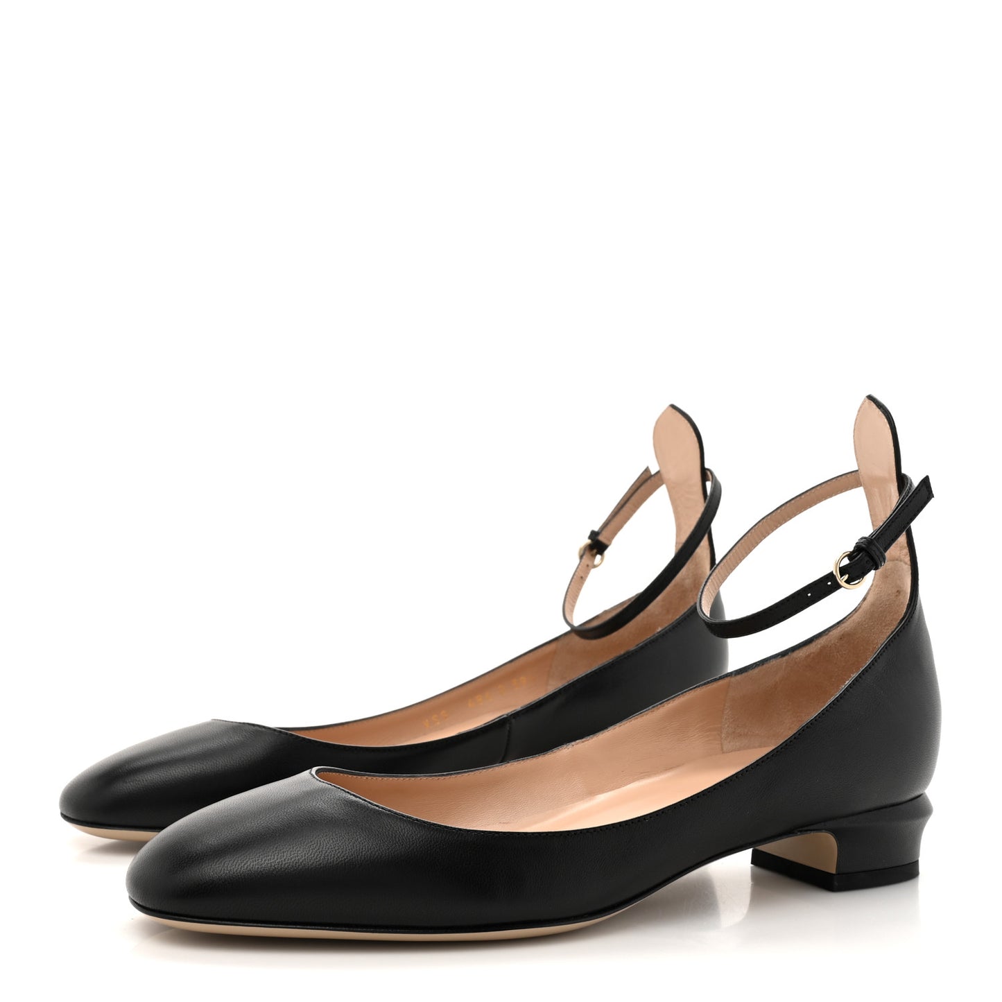 Calfskin Tan-Go Mary Jane 60mm Pumps 39.5 Black