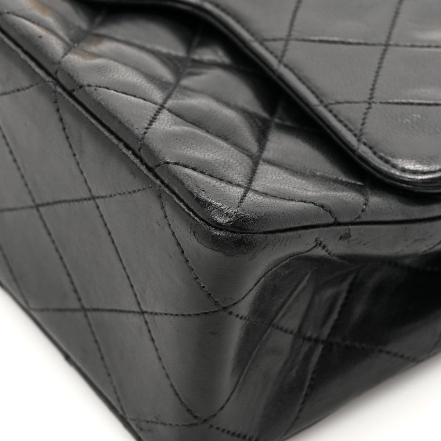 Lambskin Quilted Medium Double Flap Black
