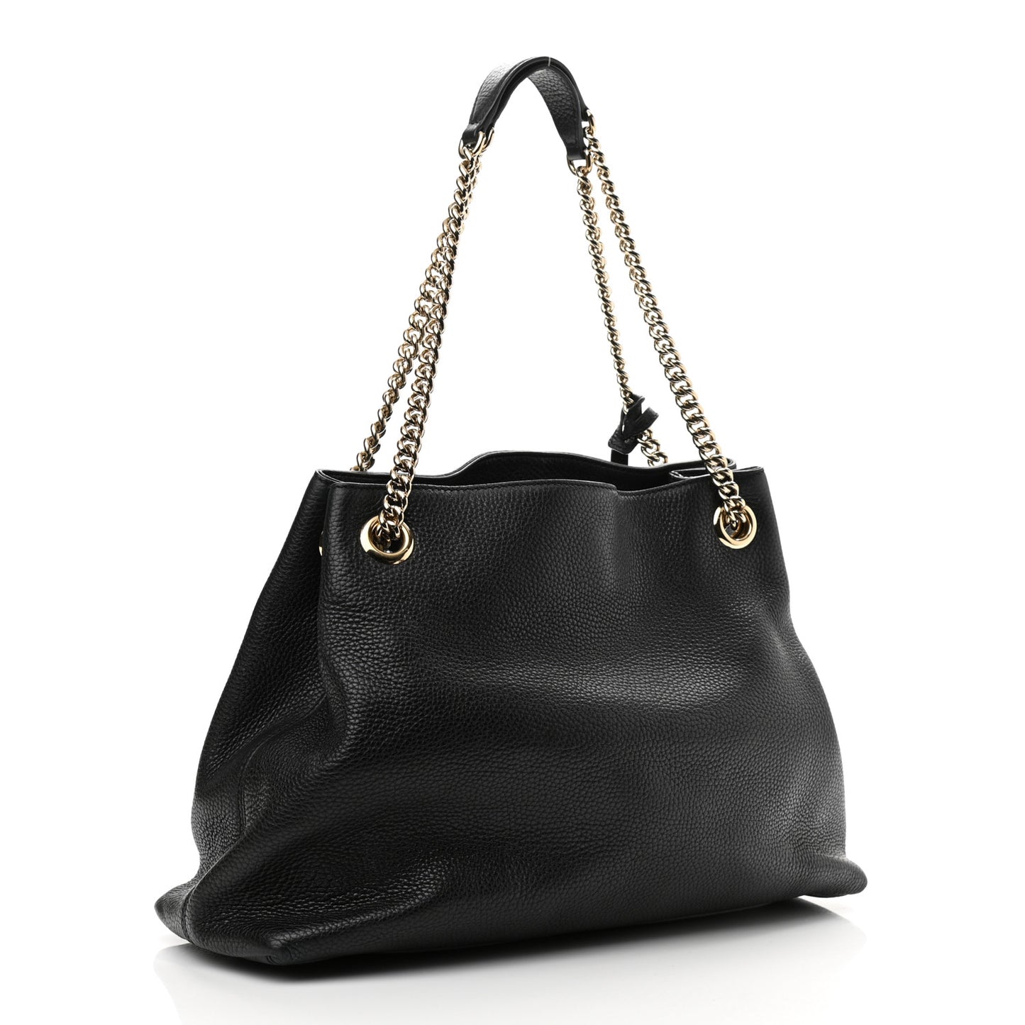 Pebbled Calfskin Medium Soho Chain Shoulder Bag Black