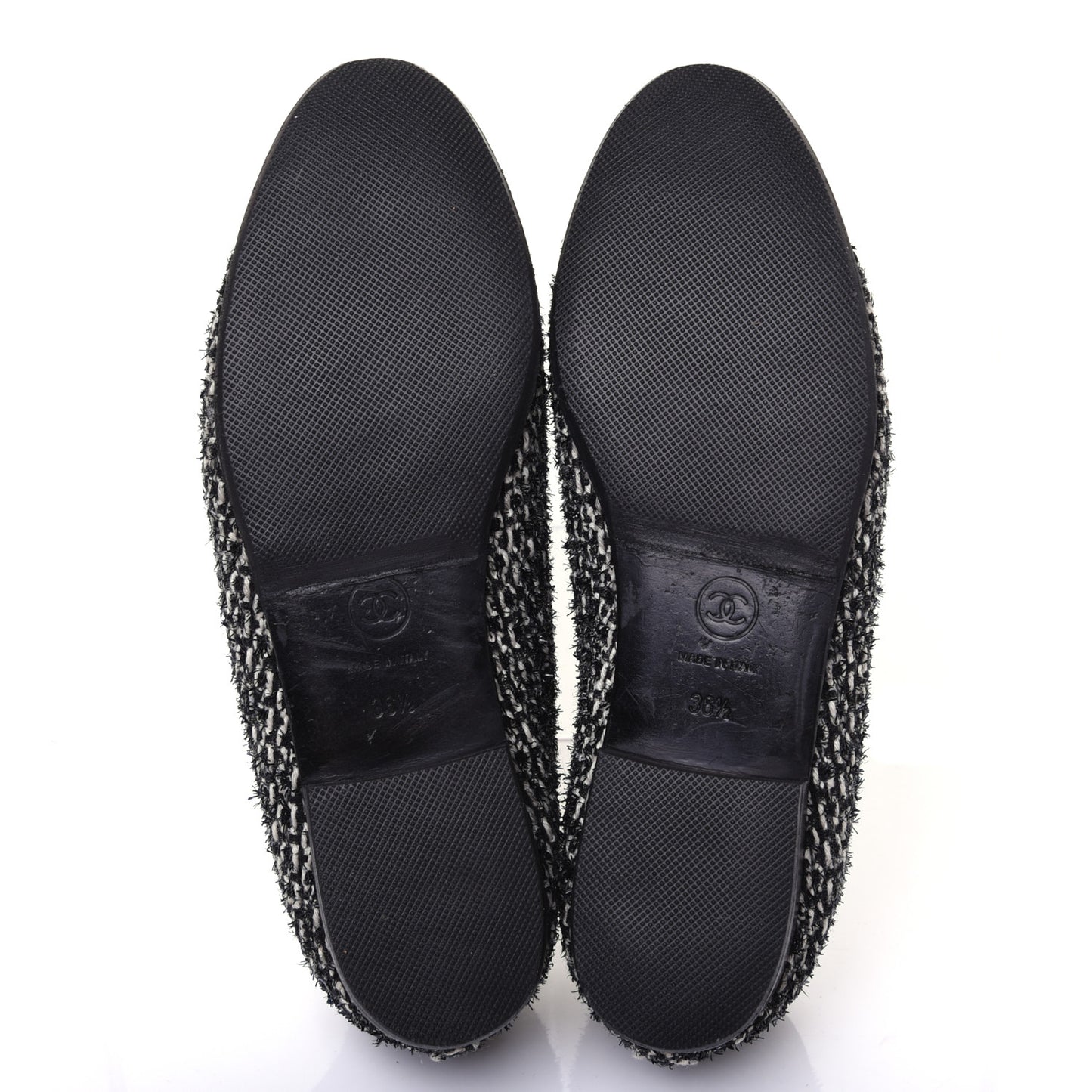 Tweed Cap Toe Ballerina Flats 36.5 Black White