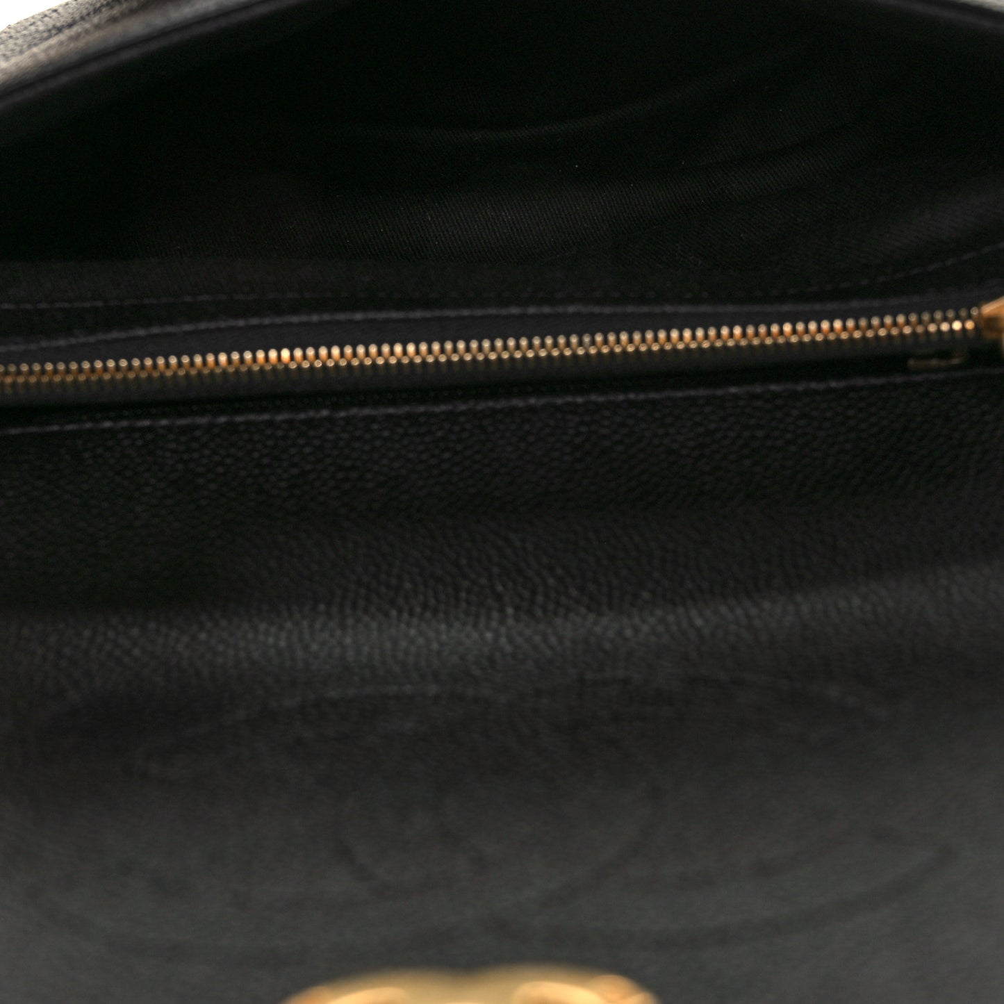 Grained Calfskin Small Stitched Flap Black