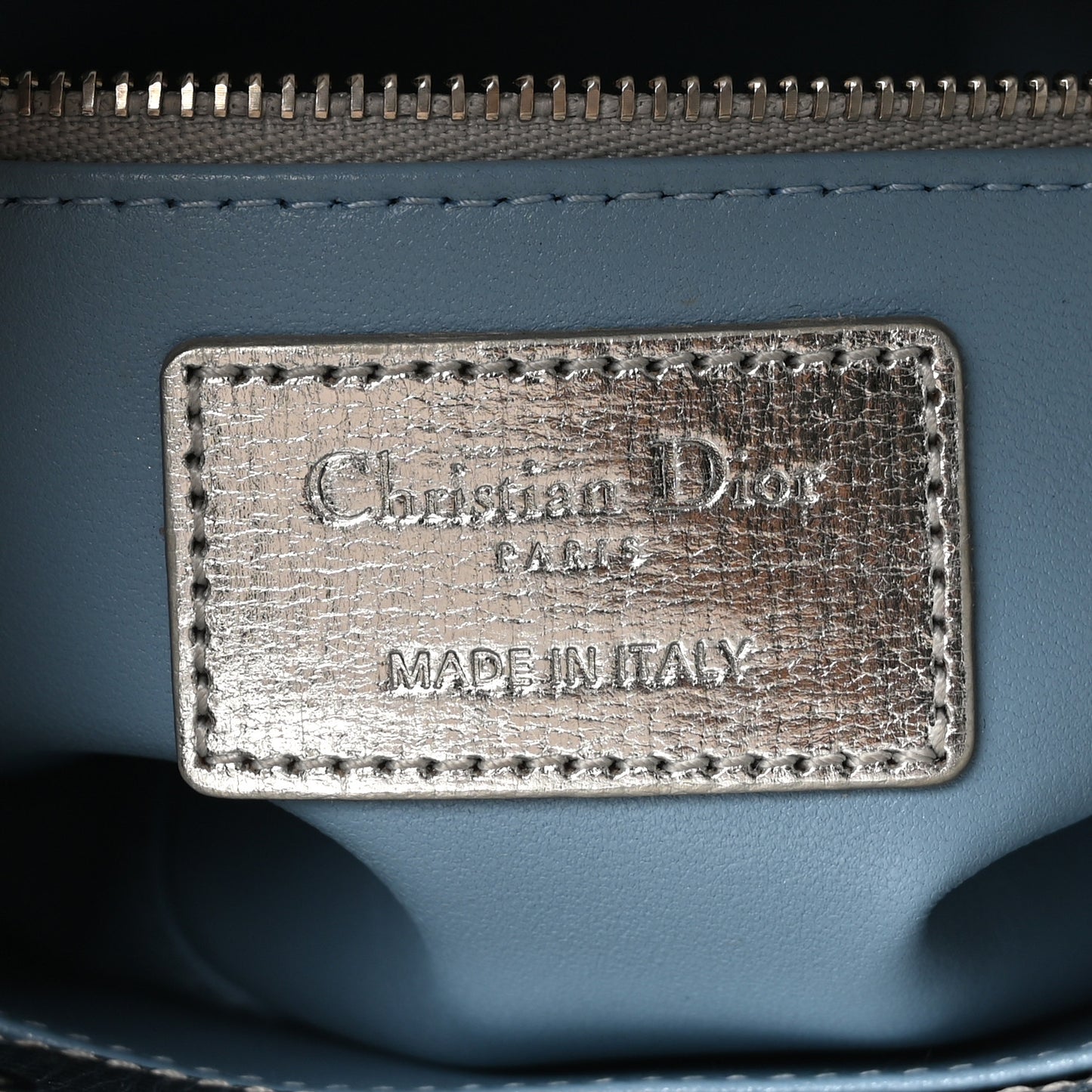 Metallic Grained Calfskin Cannage Small Lucky Badges My Lady Dior Silver