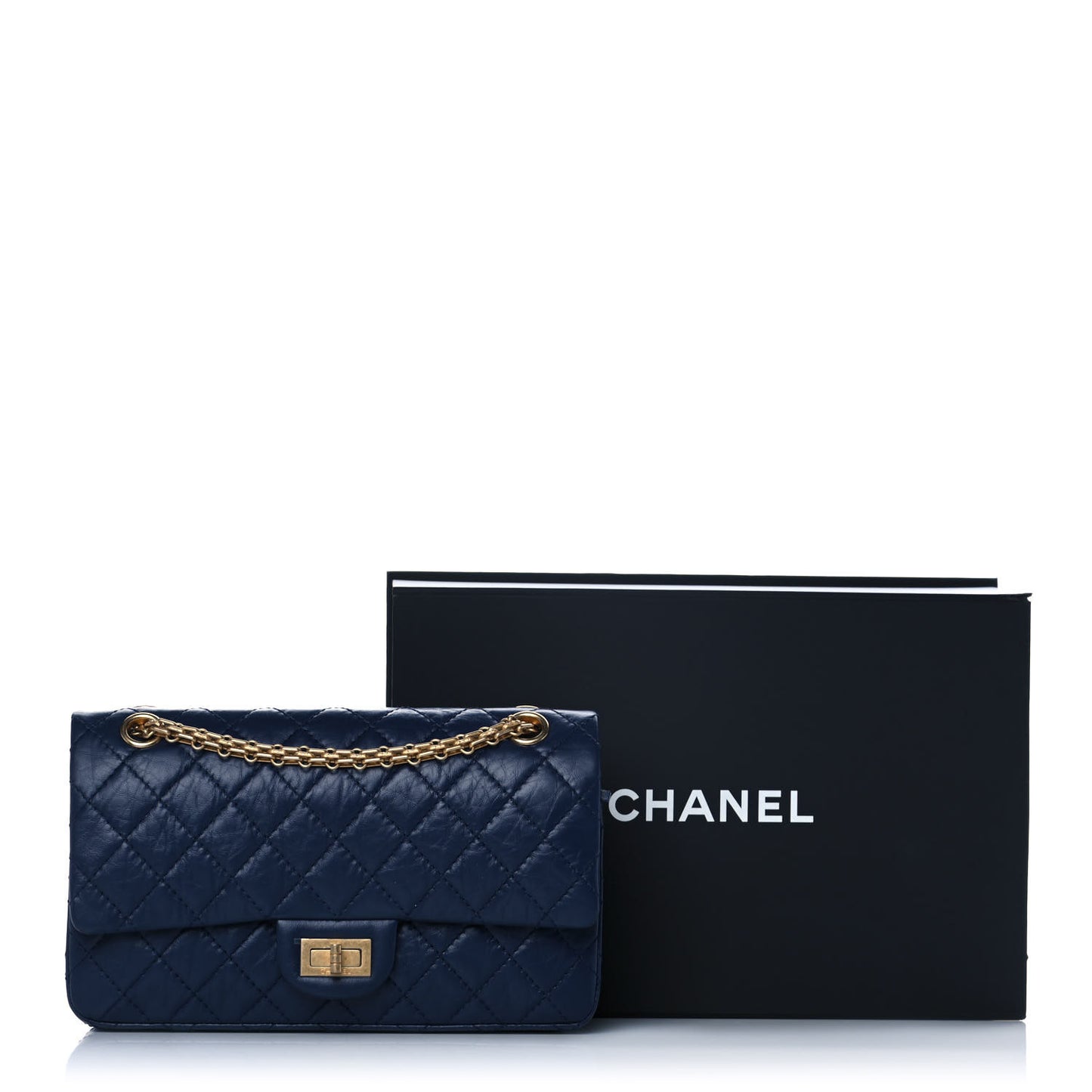 Aged Calfskin Quilted 2.55 Reissue 225 Flap Navy