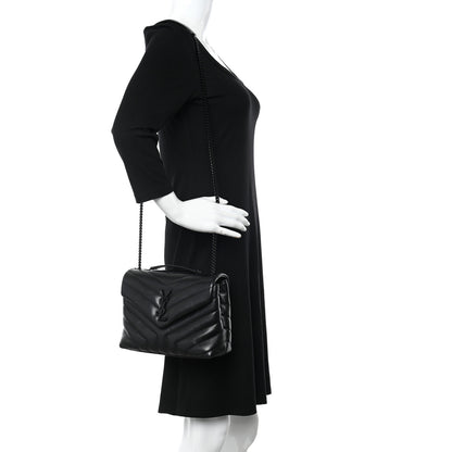 Saint Laurent Calfskin Y Quilted Monogram Monochrome Small Loulou Chain Satchel Black 2 of 13