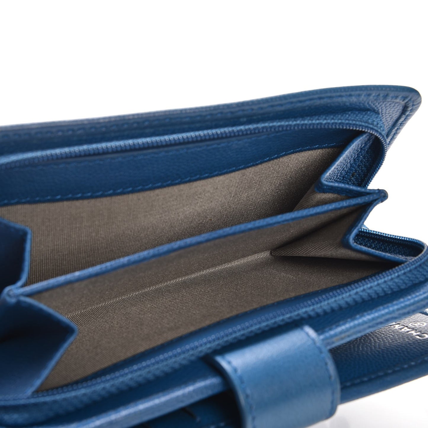 Caviar Sevruga Large Zip Pocket Wallet Dark Blue