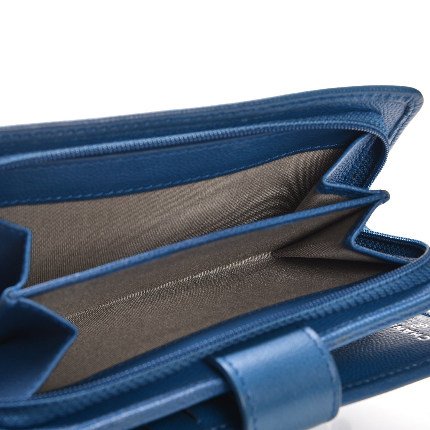 Chanel Caviar Sevruga Large Zip Pocket Wallet Dark Blue 8 of 10