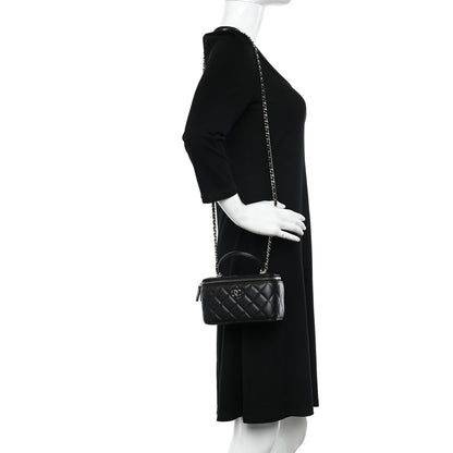 Chanel Lambskin Quilted Small Top Handle Vanity Case With Chain Black 2 of 11