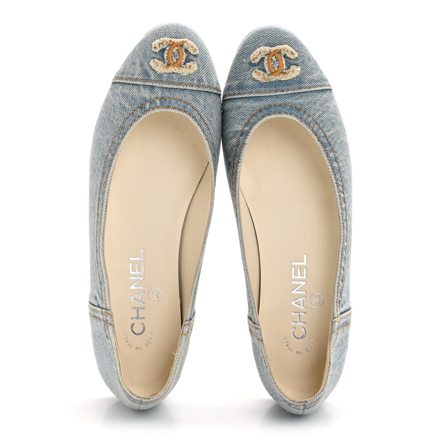 Denim CC Cap Toe Ballerina Flats 37.5 Light Blue