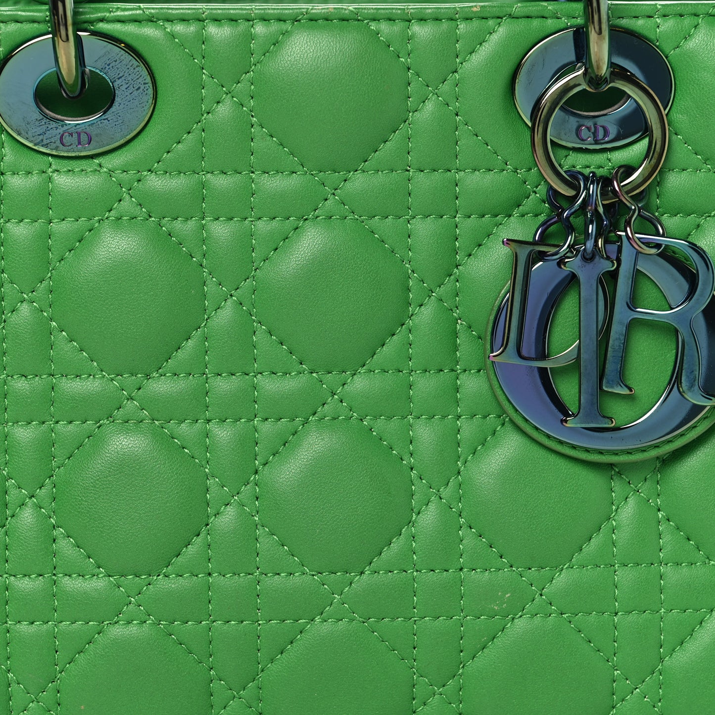 Lambskin Cannage Small Lady Dior Bright Green