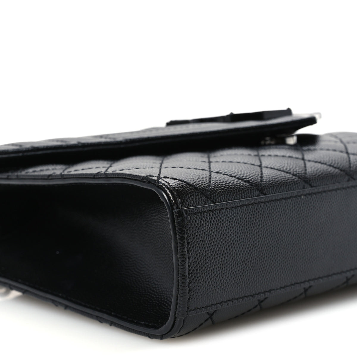 Grain De Poudre Textured Mixed Matelasse Triquilt Medium Monogram Monochrome Satchel Black