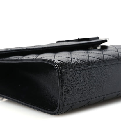 Saint Laurent Grain De Poudre Textured Mixed Matelasse Triquilt Medium Monogram Monochrome Satchel Black 10 of 12