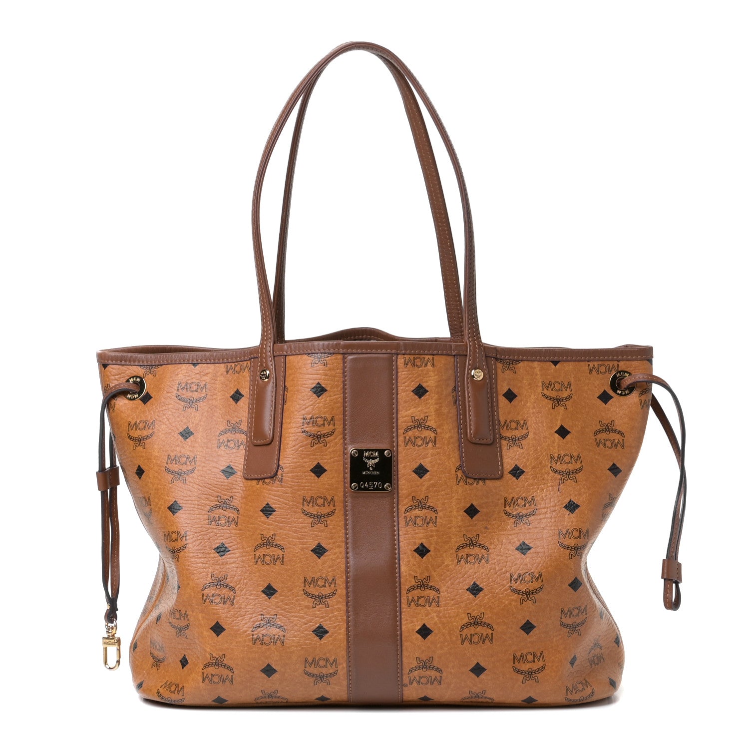 MCM Visetos Medium Liz Reversible Shopper Tote Cognac 2 of 6