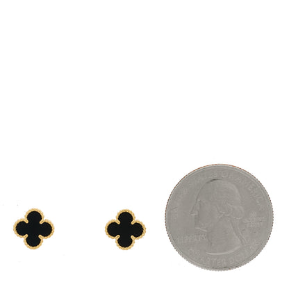 Van Cleef & Arpels 18K Yellow Gold Black Onyx Sweet Alhambra Earrings 2 of 5