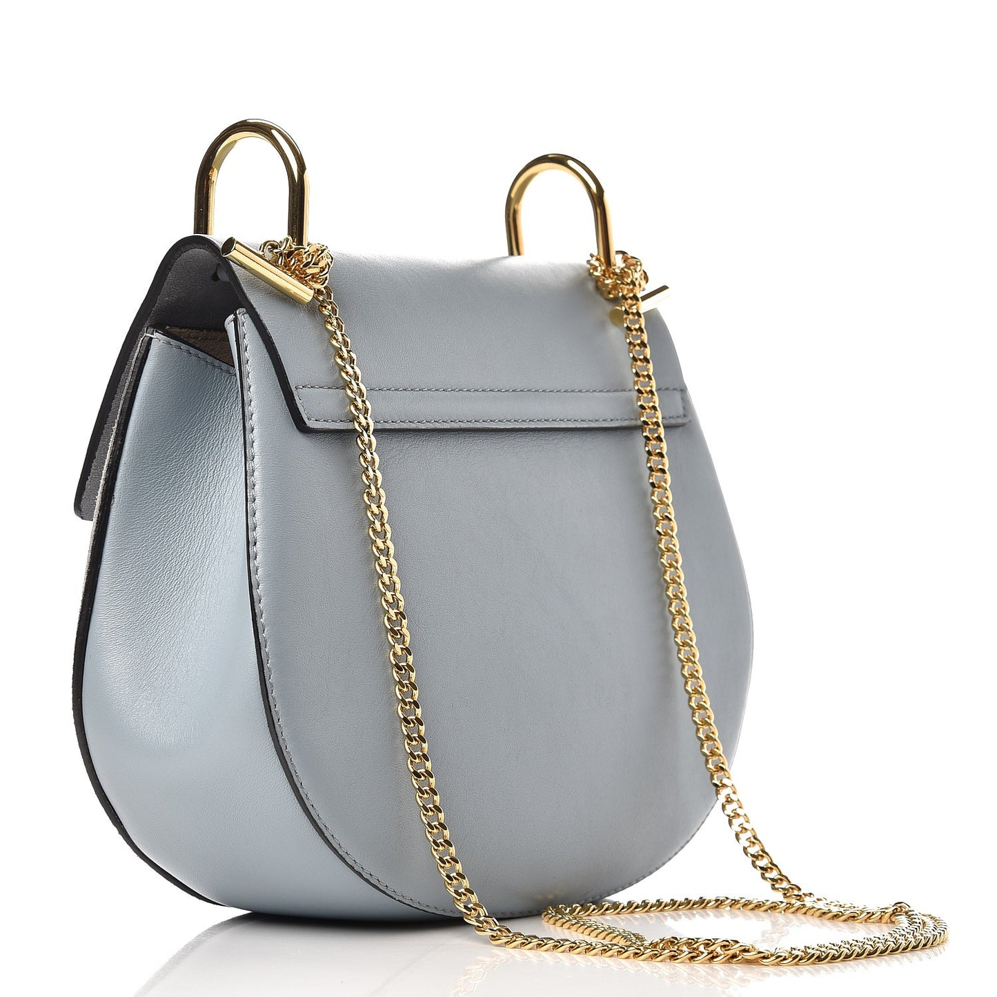 Suede Smooth Calfskin Drew Shoulder Bag Fresh Blue
