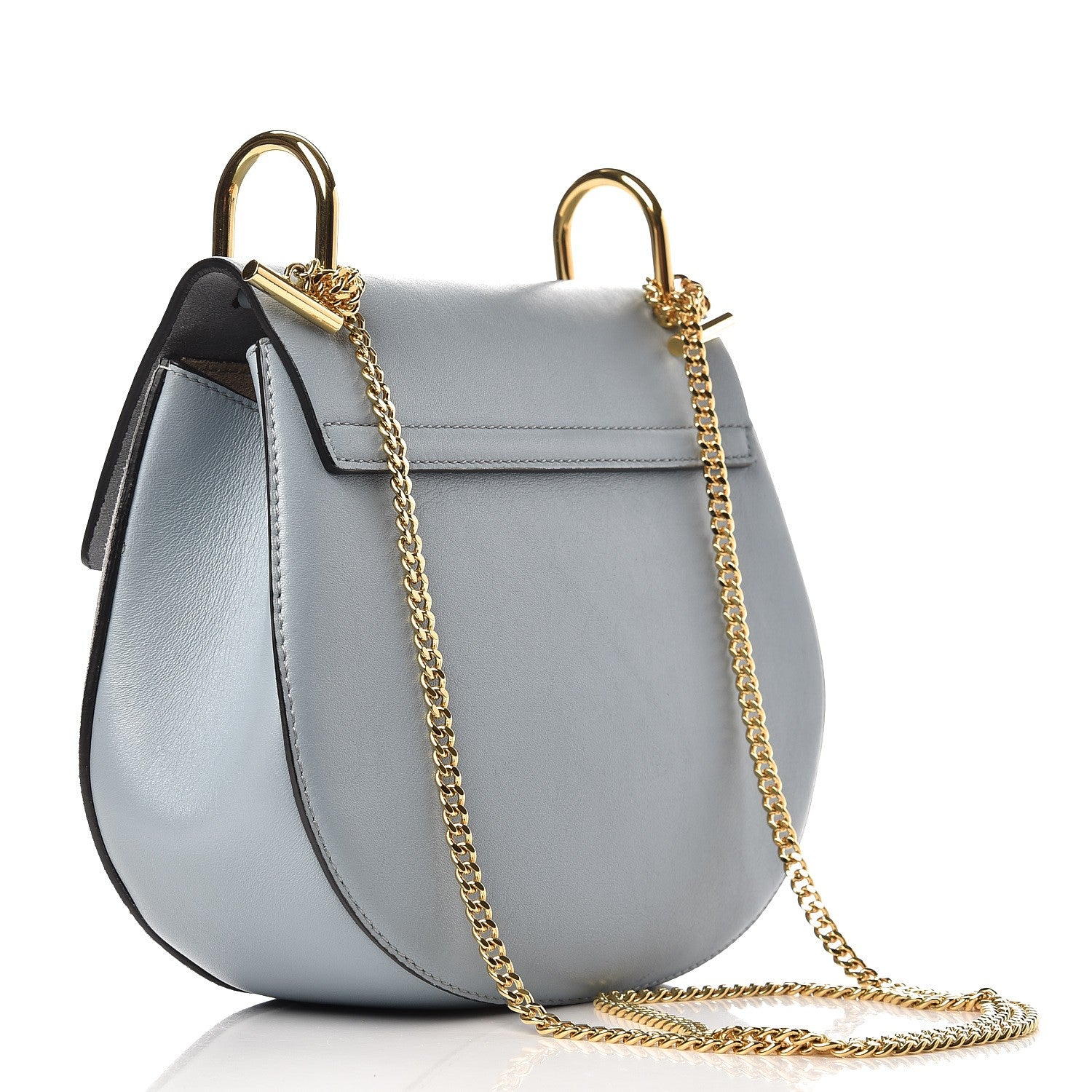 Chloe Suede Smooth Calfskin Drew Shoulder Bag Fresh Blue 3 of 9