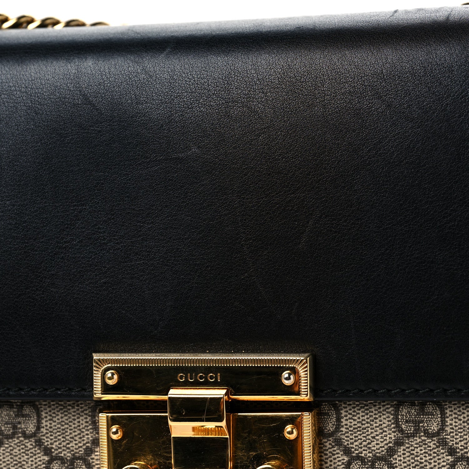 Gucci GG Supreme Monogram Calfskin Medium Padlock Shoulder Bag Beige Black Cuir 9 of 10