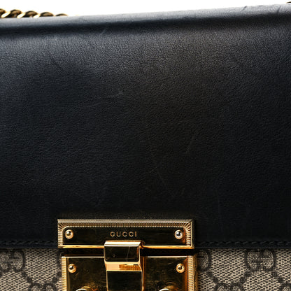 Gucci GG Supreme Monogram Calfskin Medium Padlock Shoulder Bag Beige Black Cuir 9 of 10