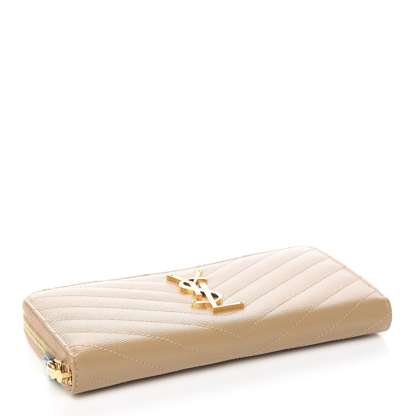 Grain De Poudre Matelasse Chevron Monogram Zip Around Wallet Dark Latte