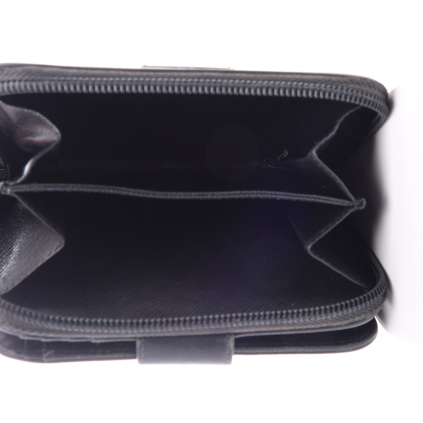 Saffiano Compact Zip Around Wallet Black