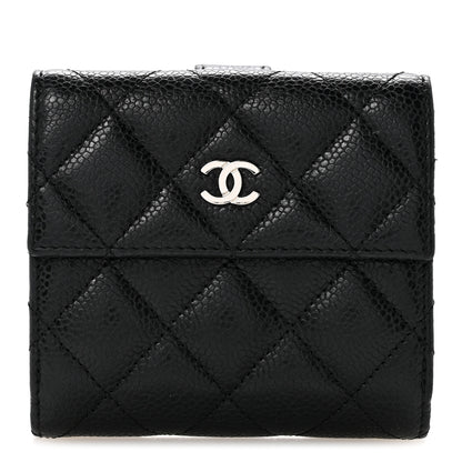 Chanel Caviar Quilted Compact French Flap Wallet Black 1 of 12