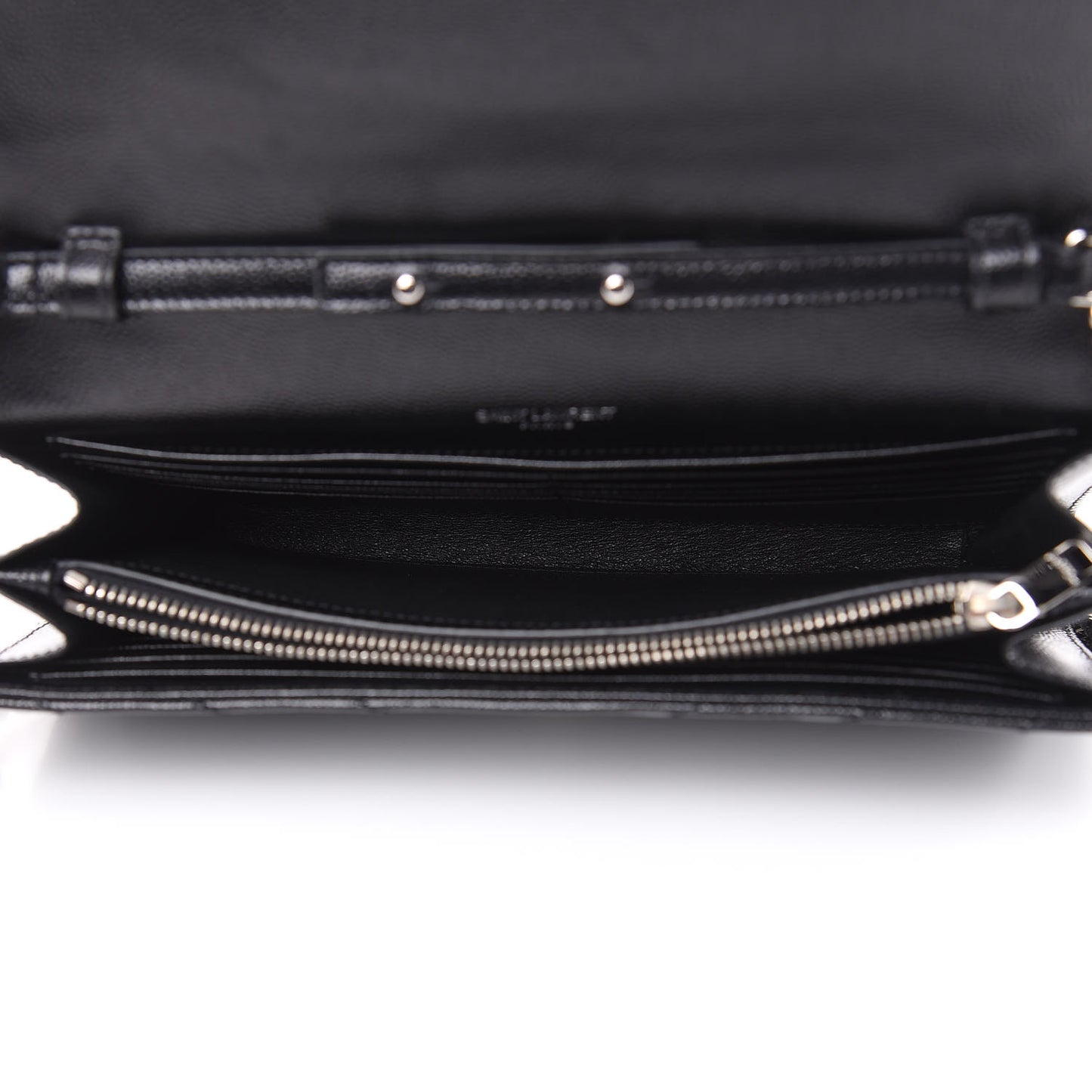 Grain De Poudre Matelasse Chevron Monogram Chain Wallet Black