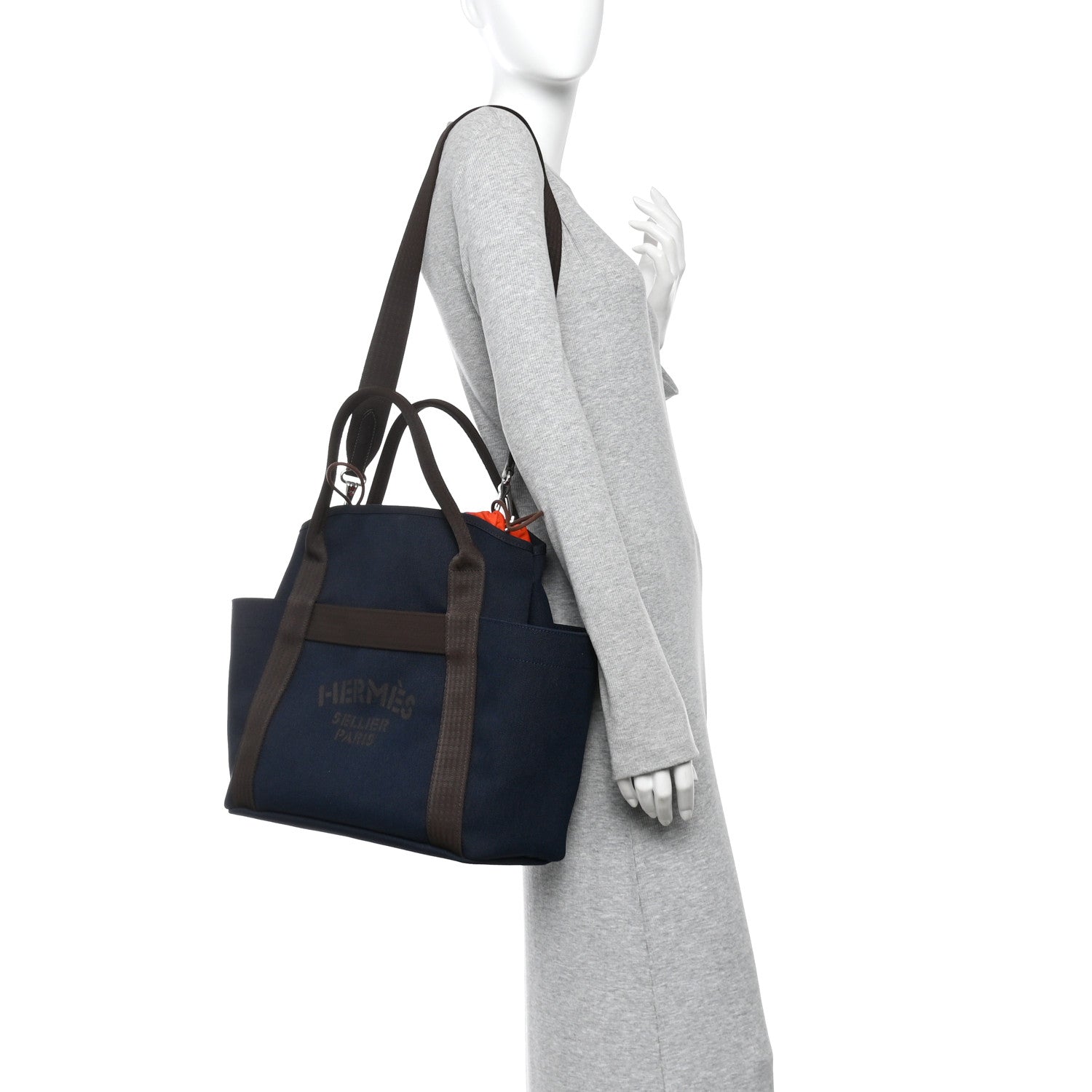 Hermes Canvas The Grooming Bag Bleu Navy Feu 2 of 10