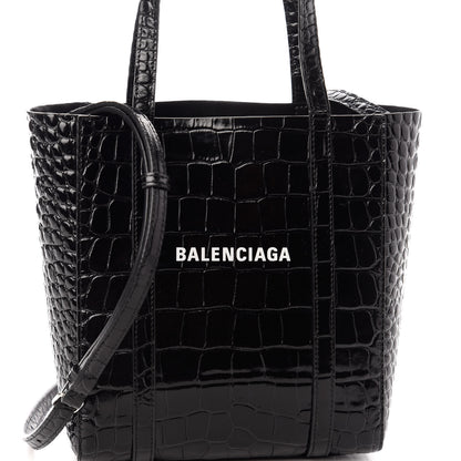 Balenciaga Crocodile Embossed Calfskin Small Everyday Tote Black 7 of 9
