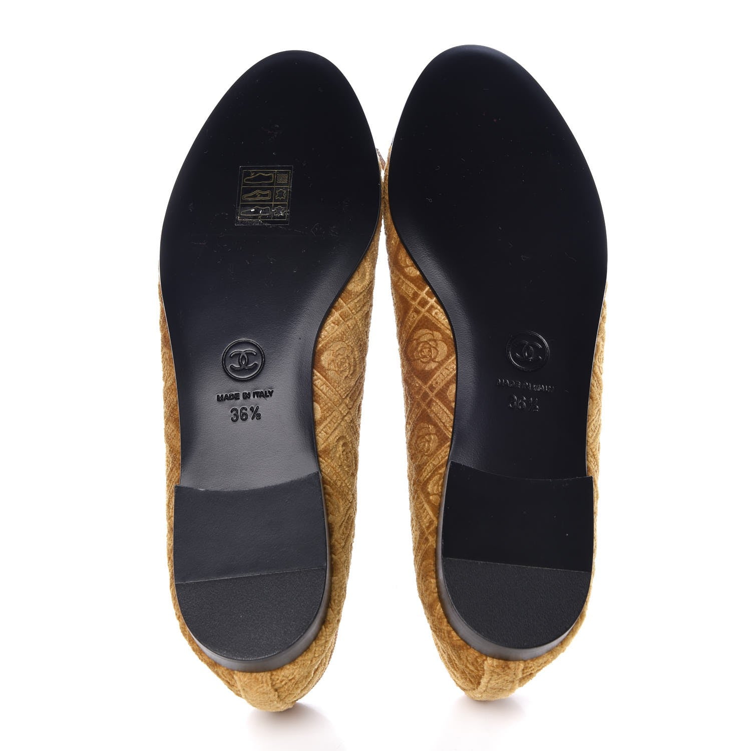 Chanel Silk Velvet Bow CC Ballet Flats 36.5 Gold Black 8 of 9
