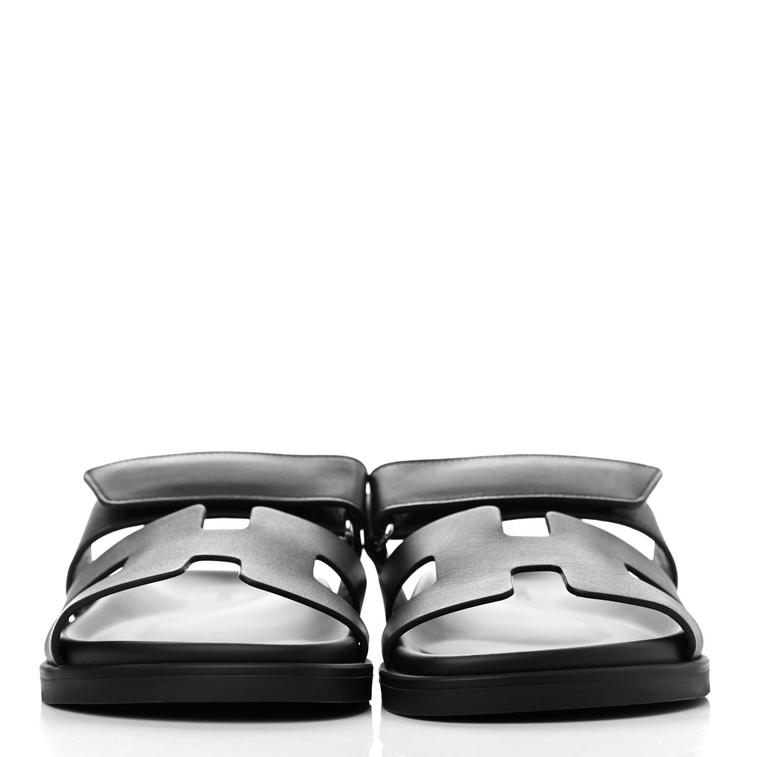 Hermes Calfskin Womens Chypre Sandals 37 Black 2 of 4