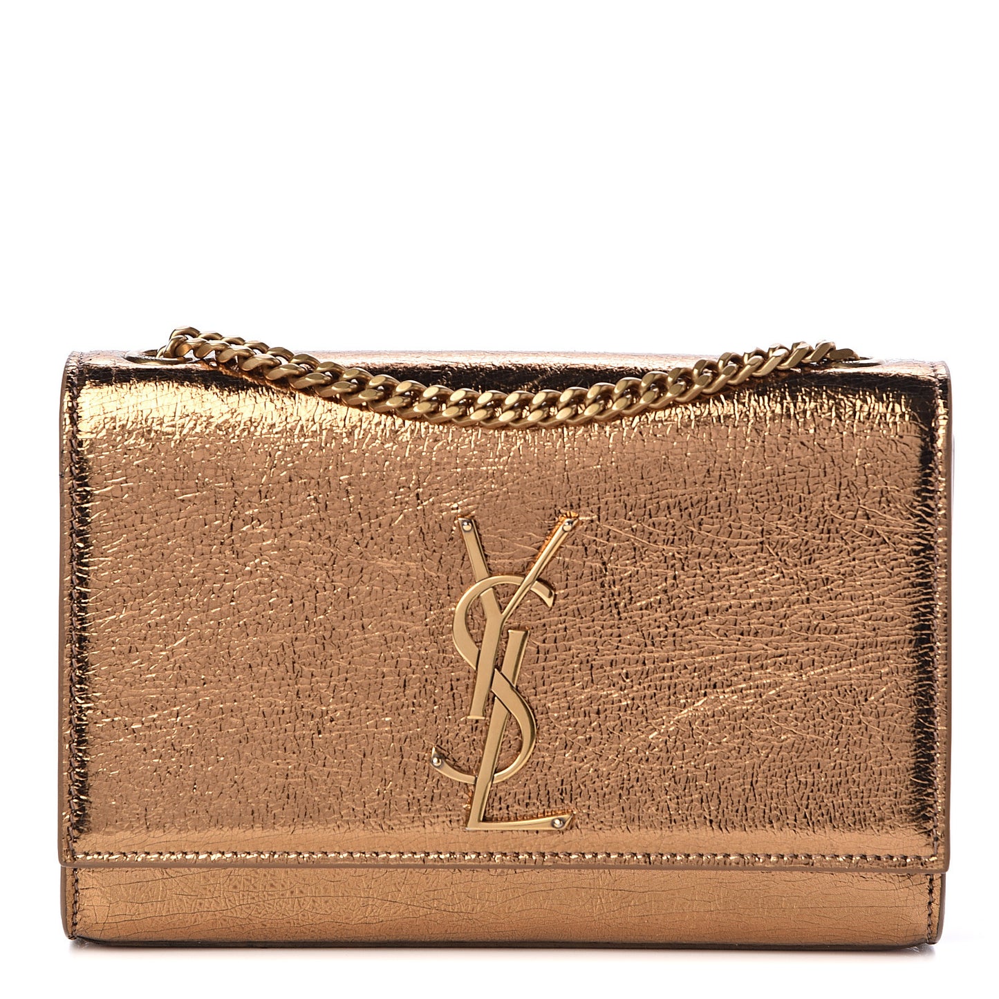 Metallic Calfskin Small Classic Monogram Kate Satchel Bronze