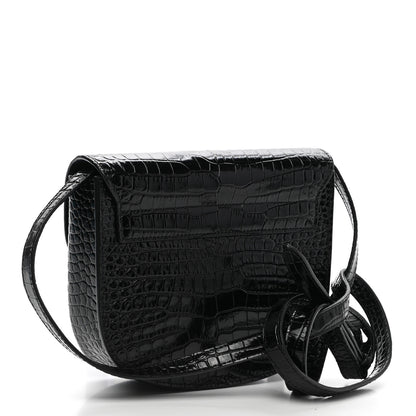 Saint Laurent Crocodile Embossed Calfskin Small Kaia Satchel Black 3 of 10