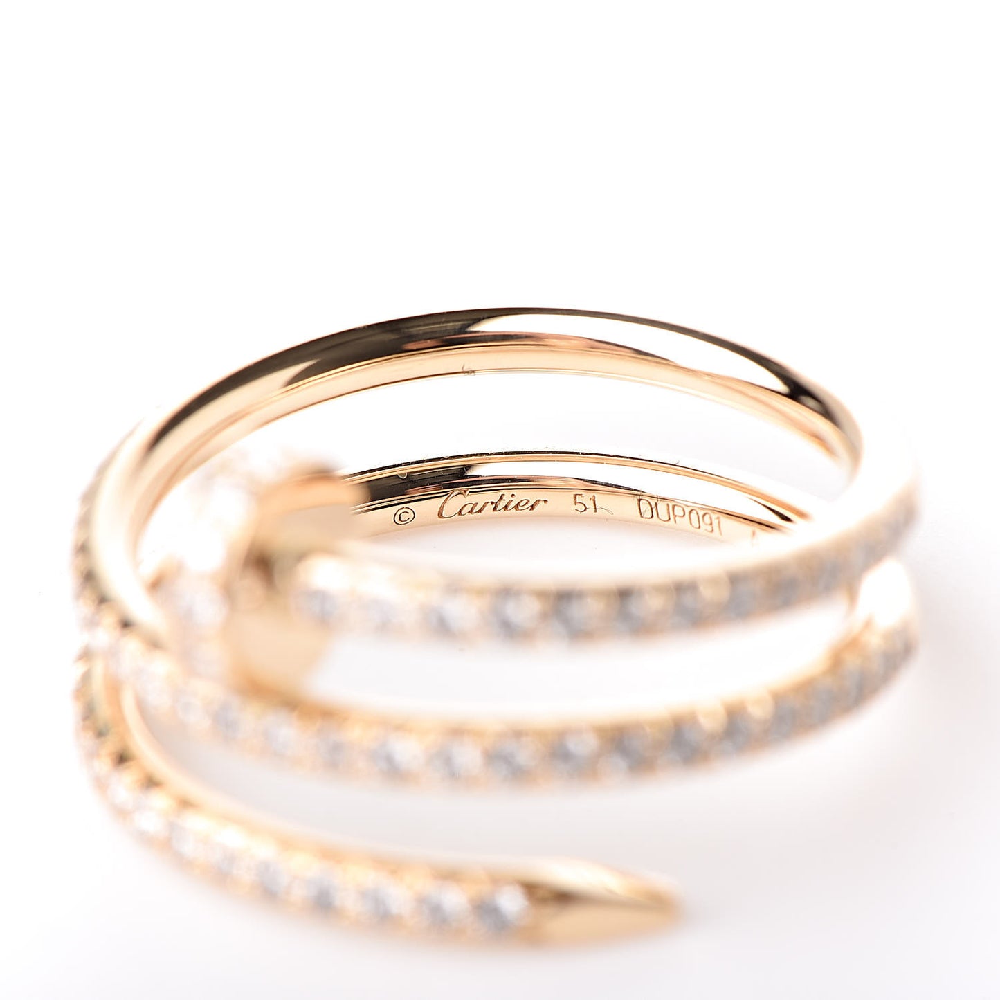 18K Yellow Gold Diamond Double Juste Un Clou Paved Ring 51 5.75