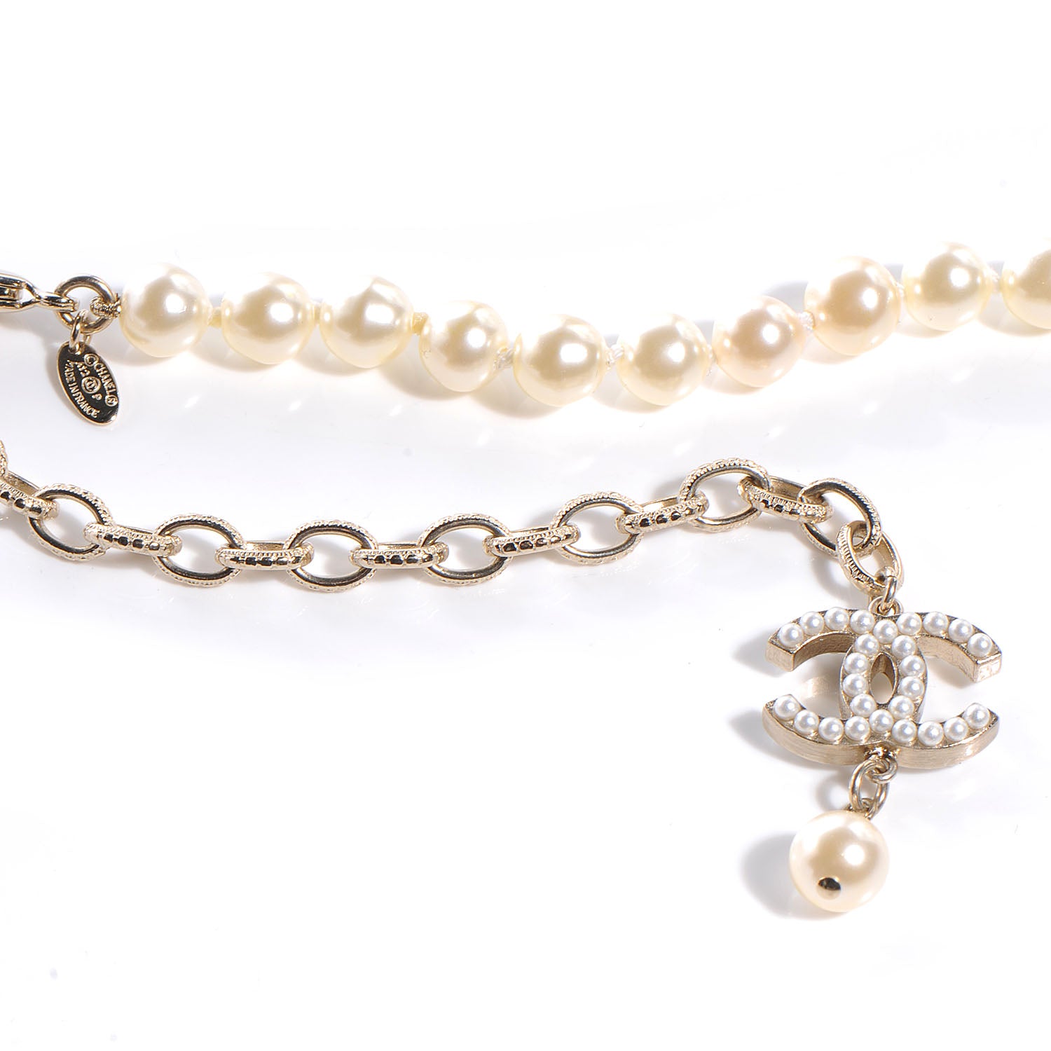 Chanel Timeless Classic Faux CC Pearl Chain Belt Gold 3 of 5