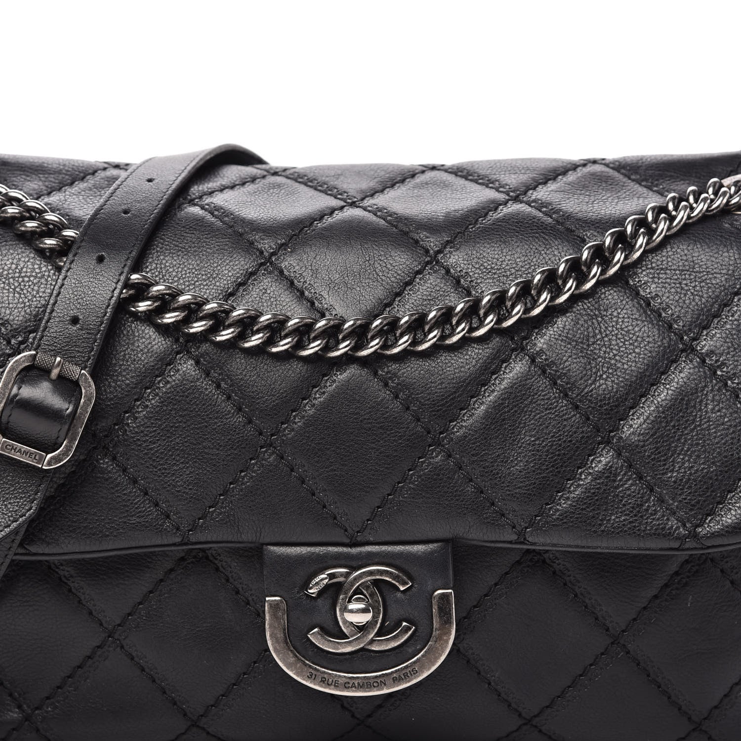 Chanel Calfskin Quilted Jumbo Coco Sporran Flap Black 10 of 10
