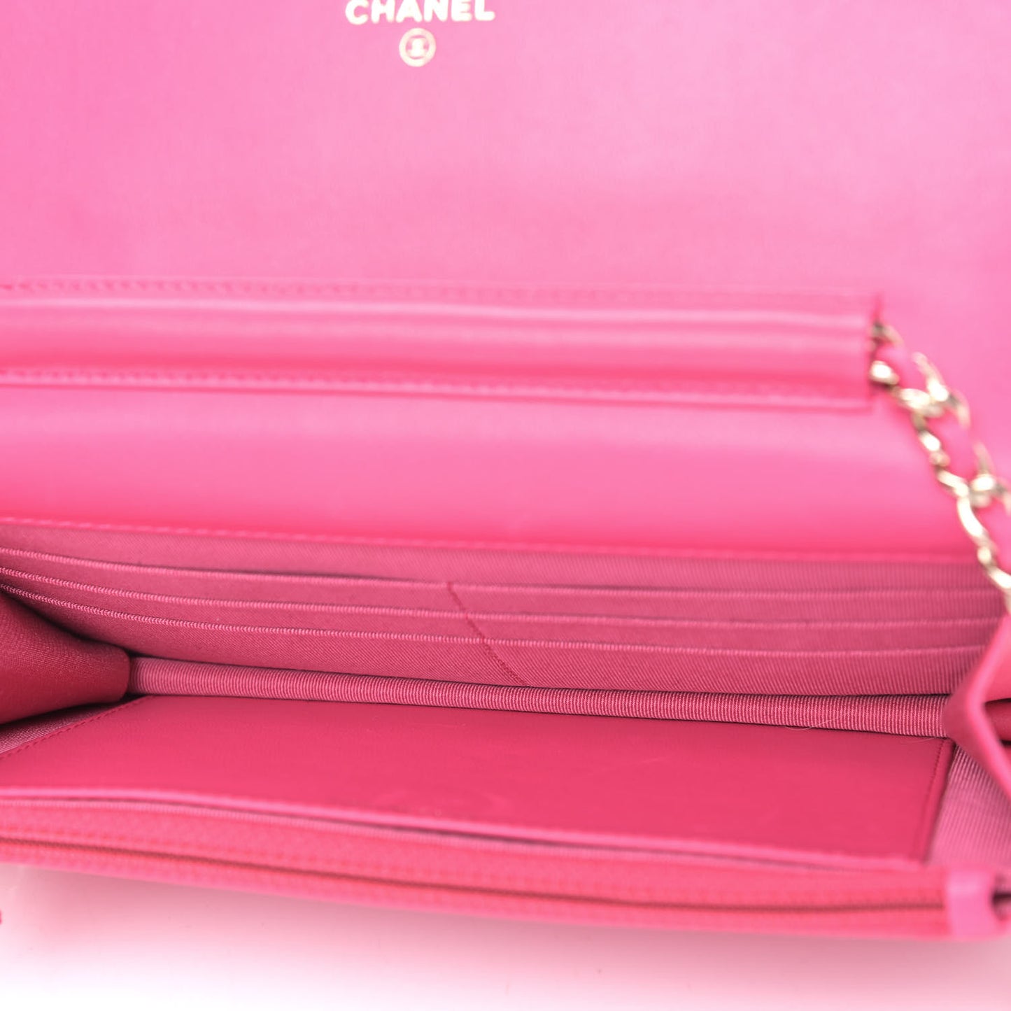 Lambskin Quilted Wallet On Chain WOC Pink