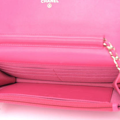 Chanel Lambskin Quilted Wallet On Chain WOC Pink 5 of 10