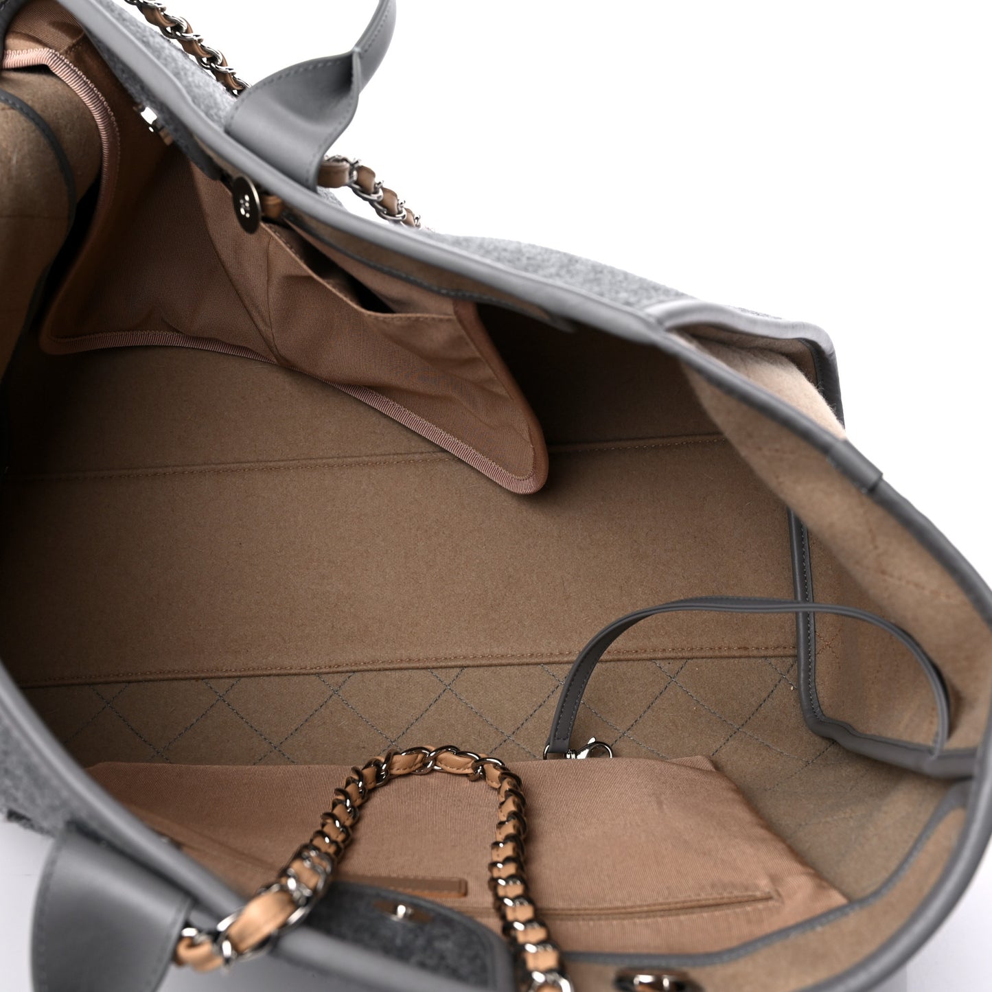 Wool Felt Large Deauville Tote Grey Beige