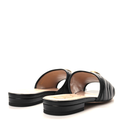 Gucci Nappa Matelasse GG Marmont Flat Slide Sandals 36.5 Black 4 of 9