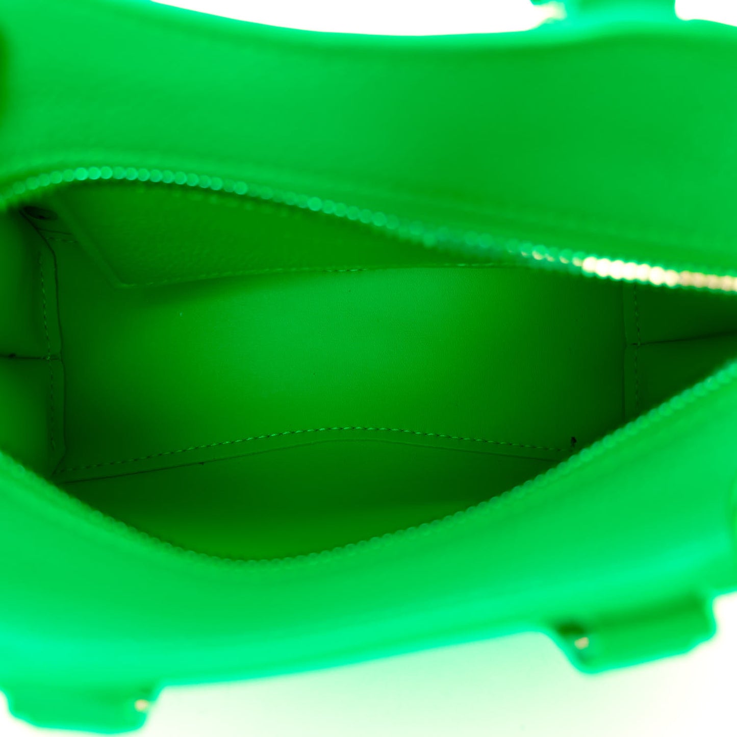 Grained Calfskin Neo Classic Silver Hardware Nano City Crossbody Fluo Green