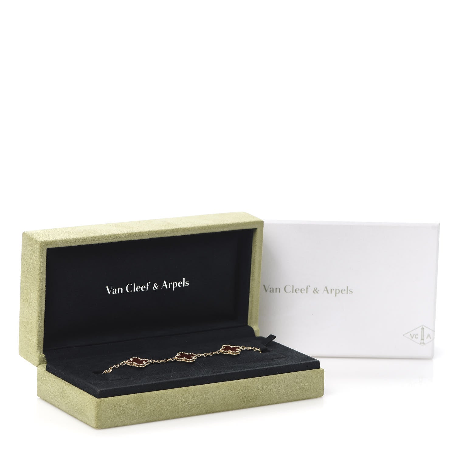 Van Cleef & Arpels 18K Yellow Gold Carnelian 5 Motifs Vintage Alhambra Bracelet 9 of 9