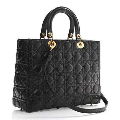 Christian Dior Lambskin Cannage Large Lady Dior Black 3 of 10