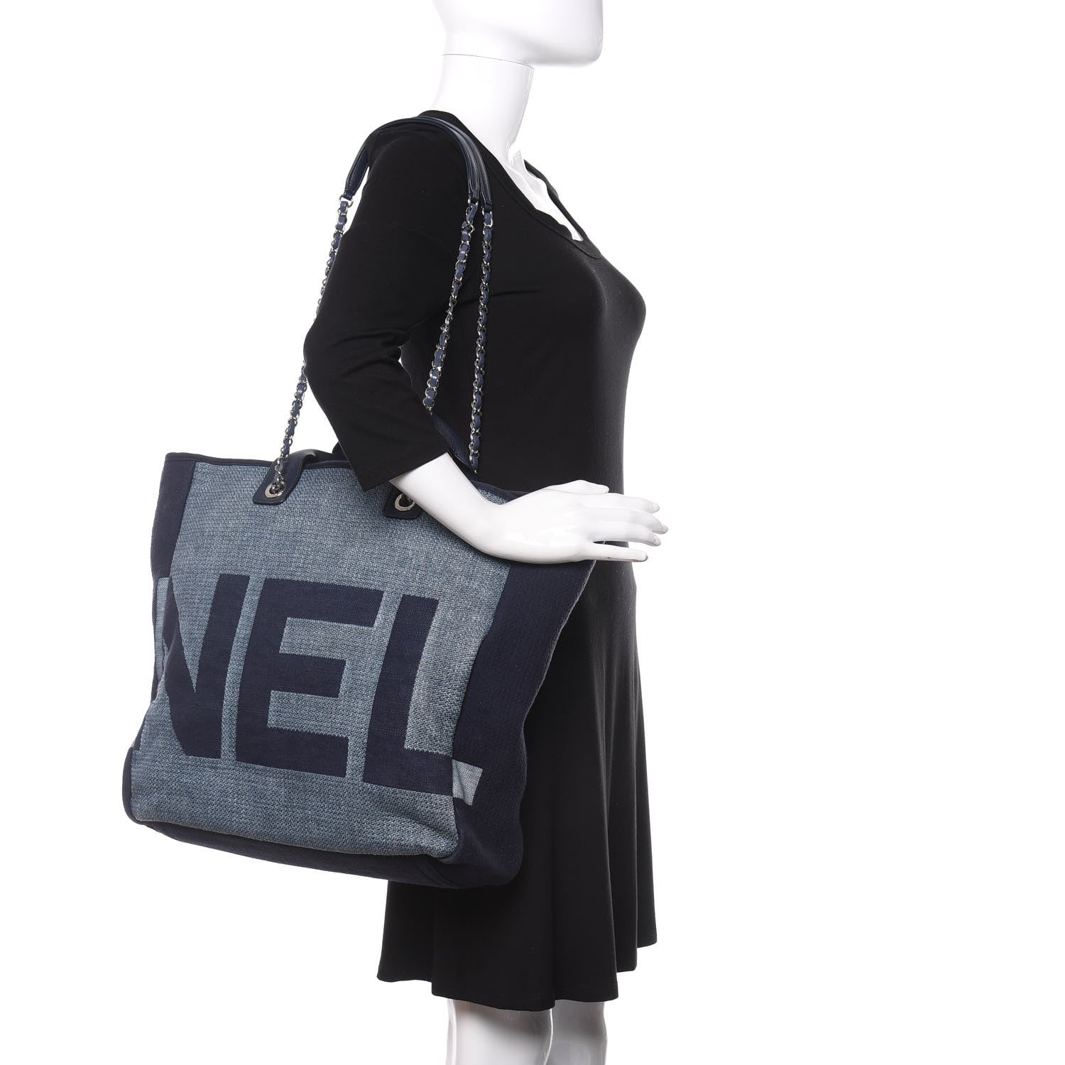 Chanel Canvas Large Shopping Tote Dark Blue 2 of 10