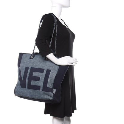 Chanel Canvas Large Shopping Tote Dark Blue 2 of 10