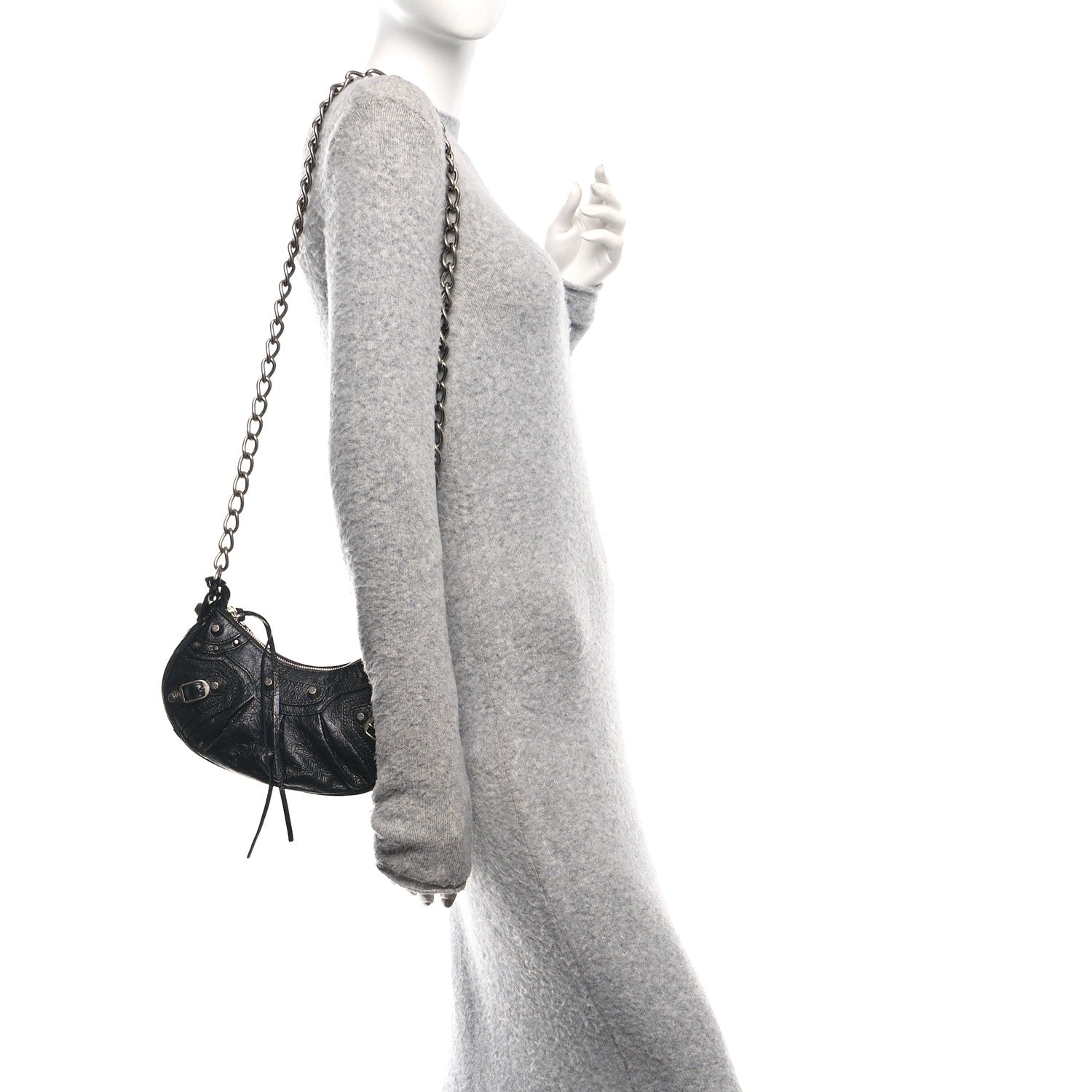Balenciaga Agneau Arena Le Cagole Chain Shoulder Bag XS Black 2 of 11