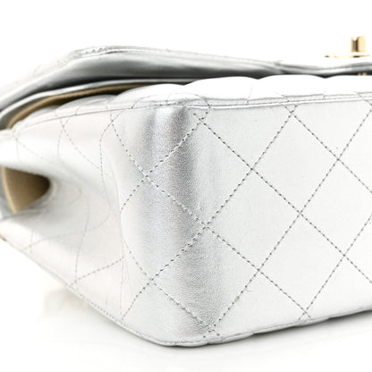 Chanel Metallic Lambskin Quilted Jumbo Double Flap Silver 9 of 15