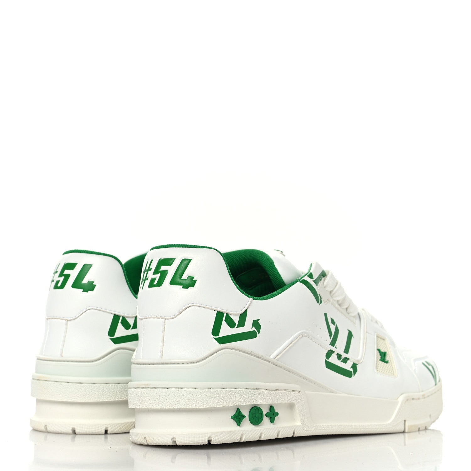 Louis Vuitton ホワイト/グリーンスニーカー Louis Vuitton Mens LV Trainer Upcycling Sneakers 9 White Green