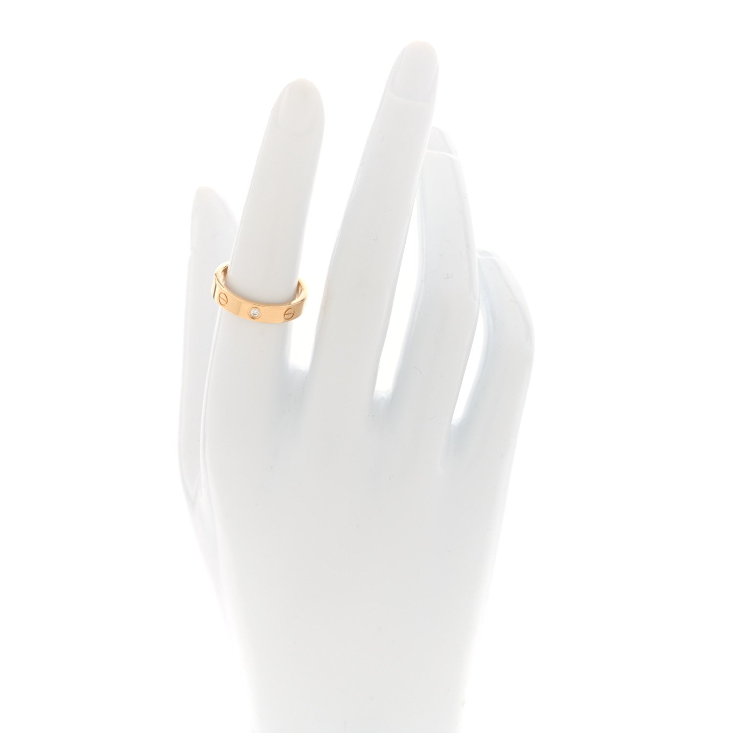 Cartier 18K Yellow Gold Diamond 4mm LOVE Wedding Band Ring 53 6.25 2 of 4